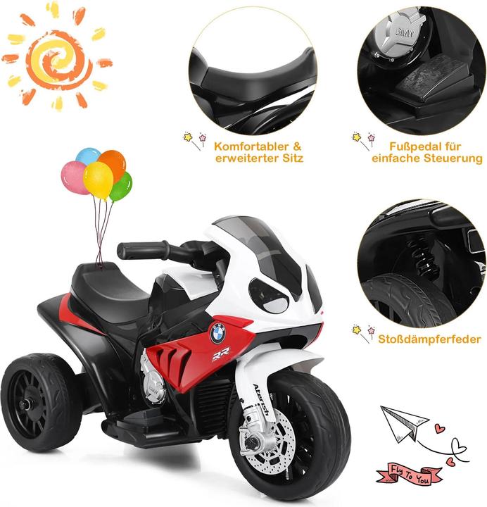 Image du produit Homcom Kinder Elektro Motorrad mit Licht- und Soundeffekte BMW S1000 RR Rot (6 V)