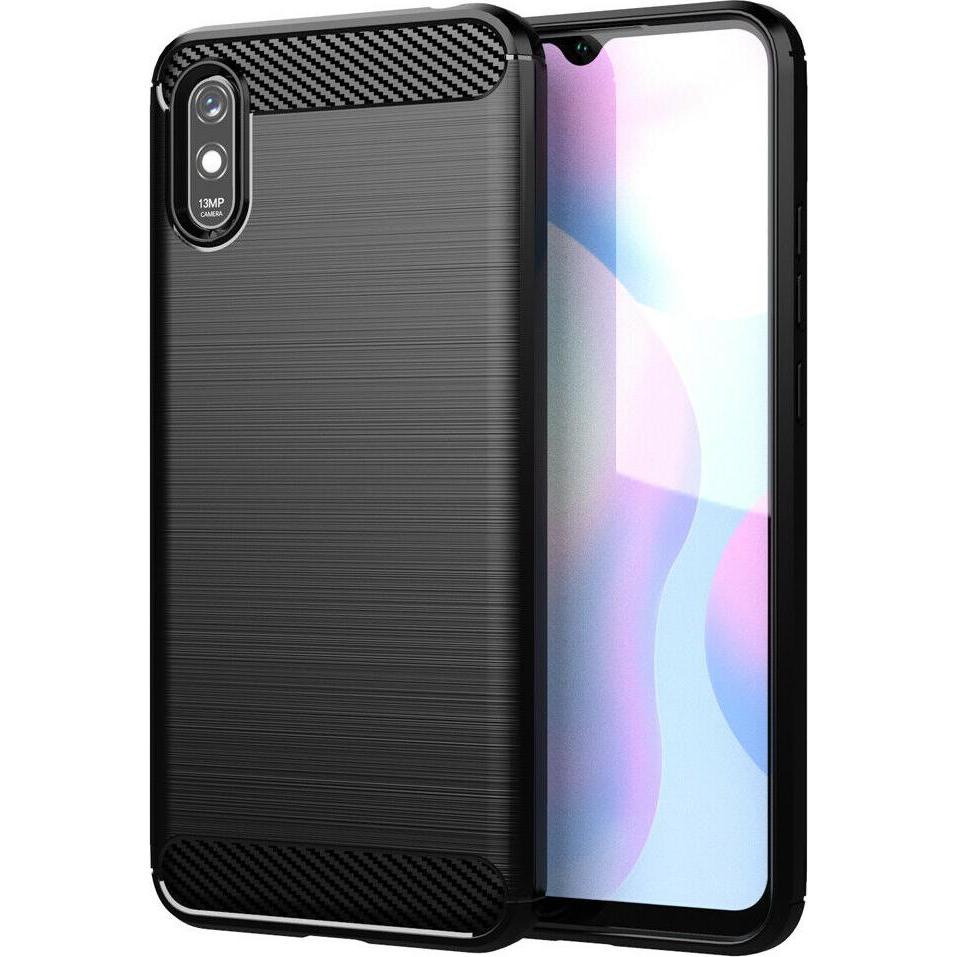 Techsuit - Carbon Silicone - Xiaomi Redmi 9A / Redmi 9AT - Black (Xiaomi Redmi 9A), Cover smartphone, Nero