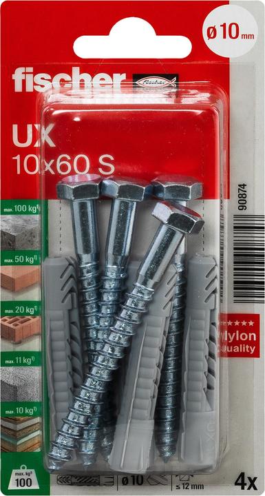 Actual product image Fischer Universal plug UX 10x60 S K (4 pcs.)
