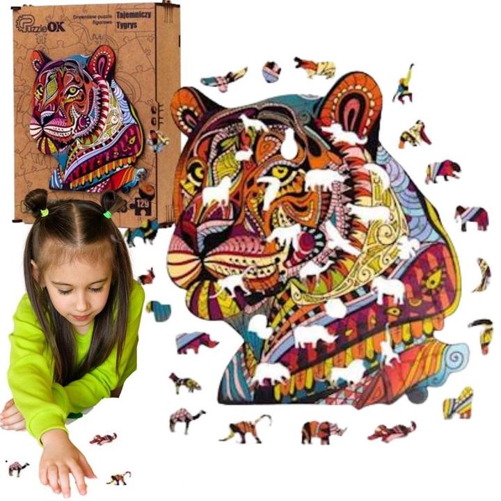 PuzzleOk Öko-Holzpuzzle 129 Geheimnisvoller Tiger A3