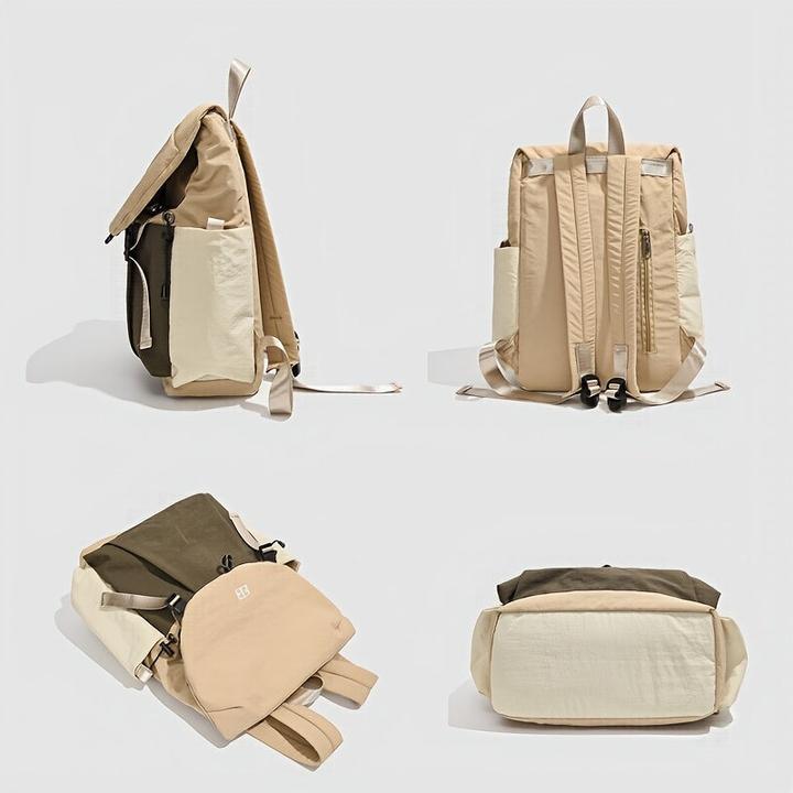 Actual product image Only-Bags.Store Nylon Freizeitrucksack - Leichte, einfarbige Reise-, Einkaufs- und Schultasche mit verstellbaren