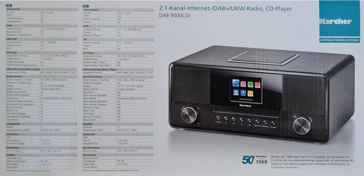 Produktbild Karcher DAB 9000CDI (Internetradio, DAB+, Bluetooth, WLAN)