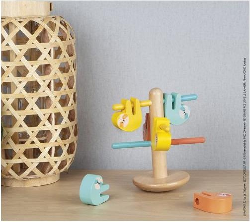 Actual product image Janod Stacking toy balance and color game sloth wood