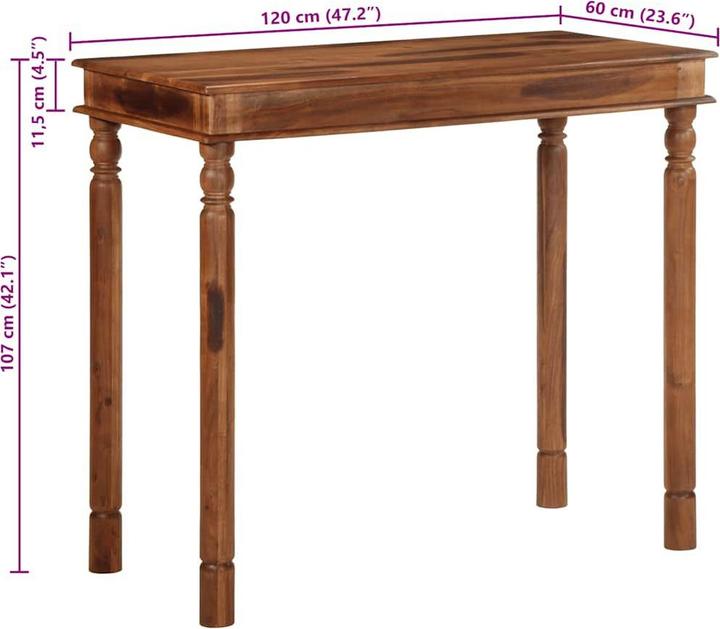 Image du produit vidaXL Table de bar 120x60x107 cm en acacia massif (120 x 60 x 107 cm)