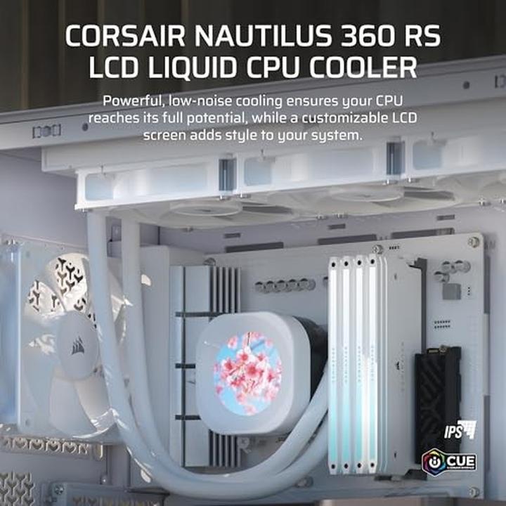 Actual product image Corsair NAUTILUS 360 LCD White, 360mm Radiator, Liquid CPU Cooler