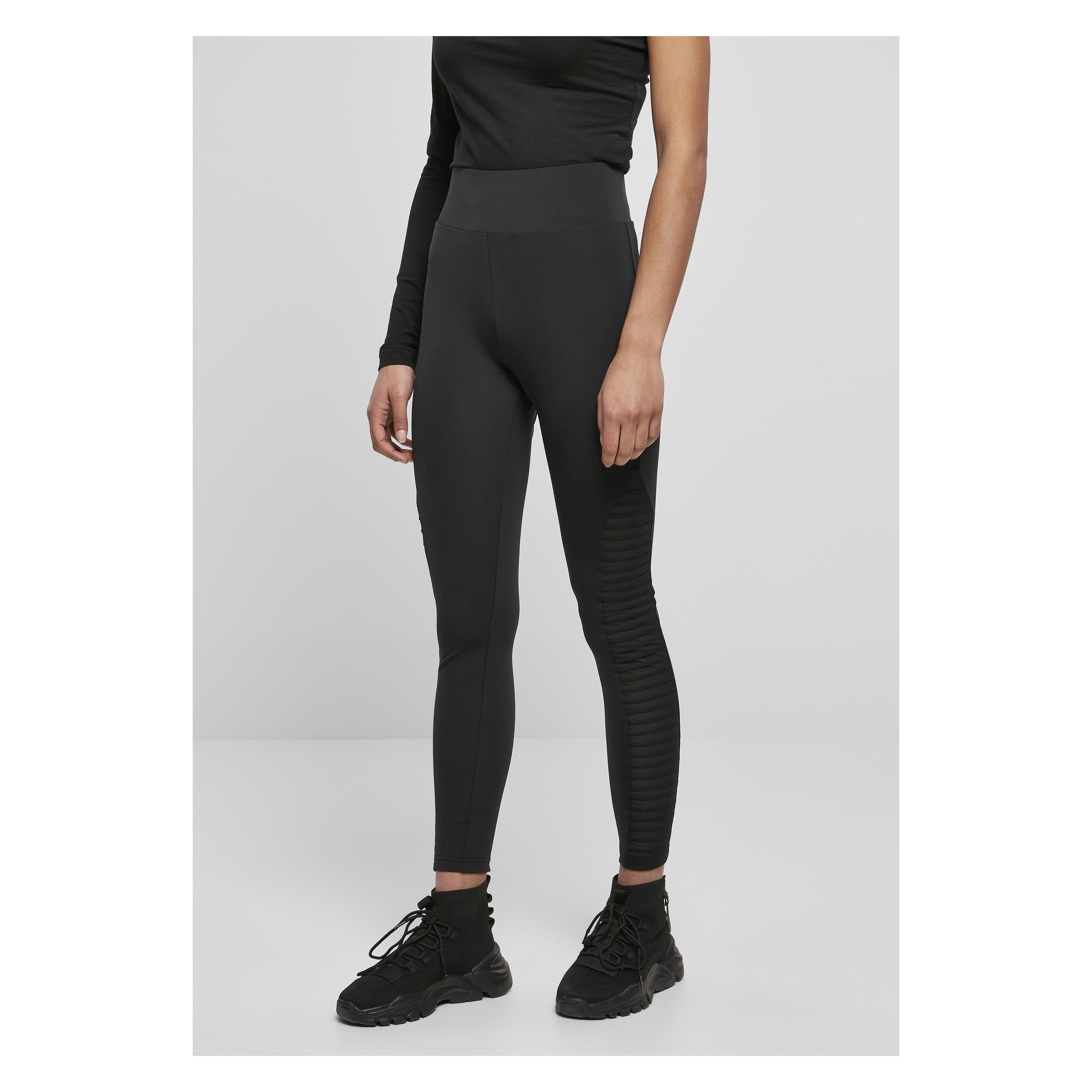 Urban Classics, Damen, Hosen, Ladies Highwaist Biker Tech Mesh Leggings, Schwarz, (Xs)