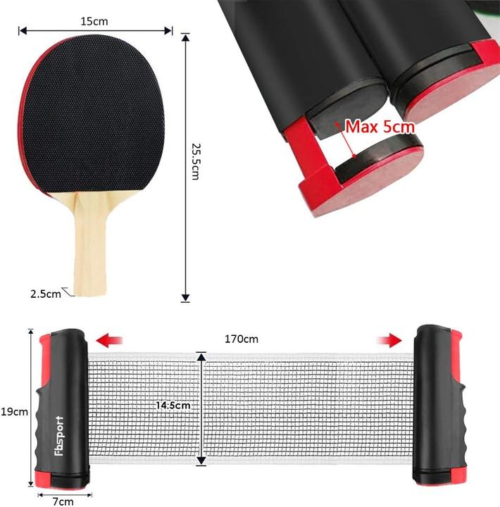 Image du produit Fbsport Tischtennis-Set mit Schlägern, Netz und sechs Bällen