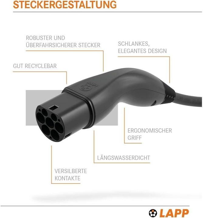 Actual product image Lapp Mobility EV-TYP2 Ladekabel HELIX 1-phasig (Type 2, 7.40 kW, 32 A, 5 m)