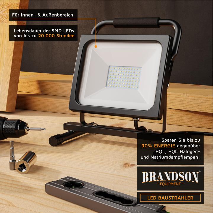 Produktbild Brandson Baustrahler, 60W LED Outdoor Fluter, Bauscheinwerfer, Arbeitsleuchte, 3,8m Kabel, IP65 (6000 lm)