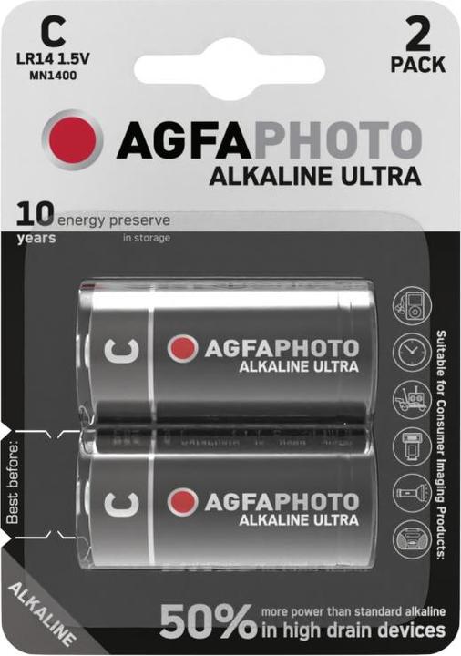 Actual product image AGFAPHOTO Ultra LR14 Baby (C) Battery Alkaline Manganese 1.5 V 2 pcs. (2 pcs., C)