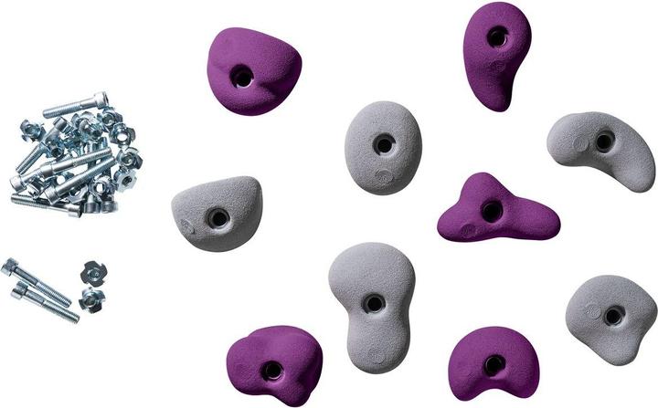 Actual product image Kletterbude Climbing holds for children complete set StarterKids sprouts, made in Germany (Purple-grey)