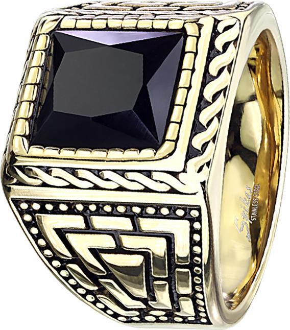 Immagine prodotto Star Piercing Ring vergoldet mit facettiertem Onyx Stein und Muster (69, Acciaio)