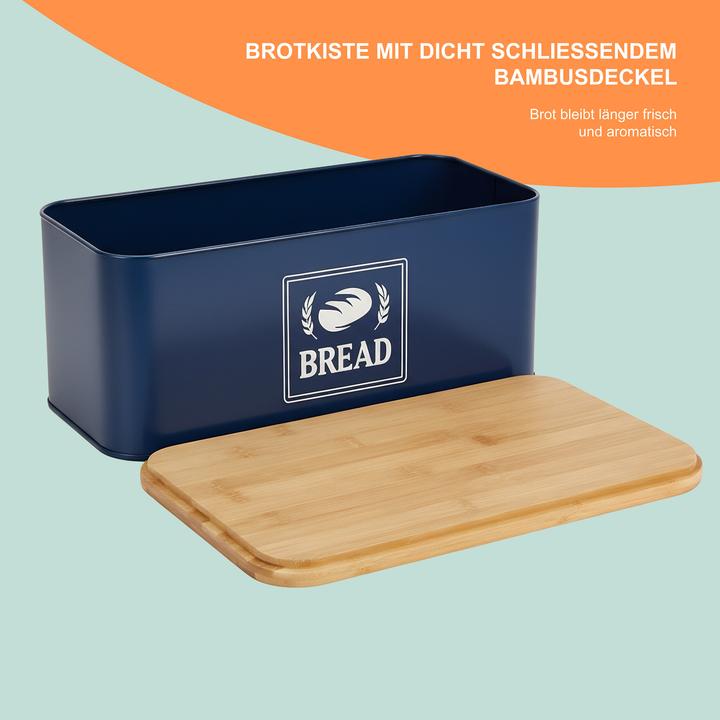 Actual product image Relaxdays Brotkasten mit Bambusdeckel Retro-Design