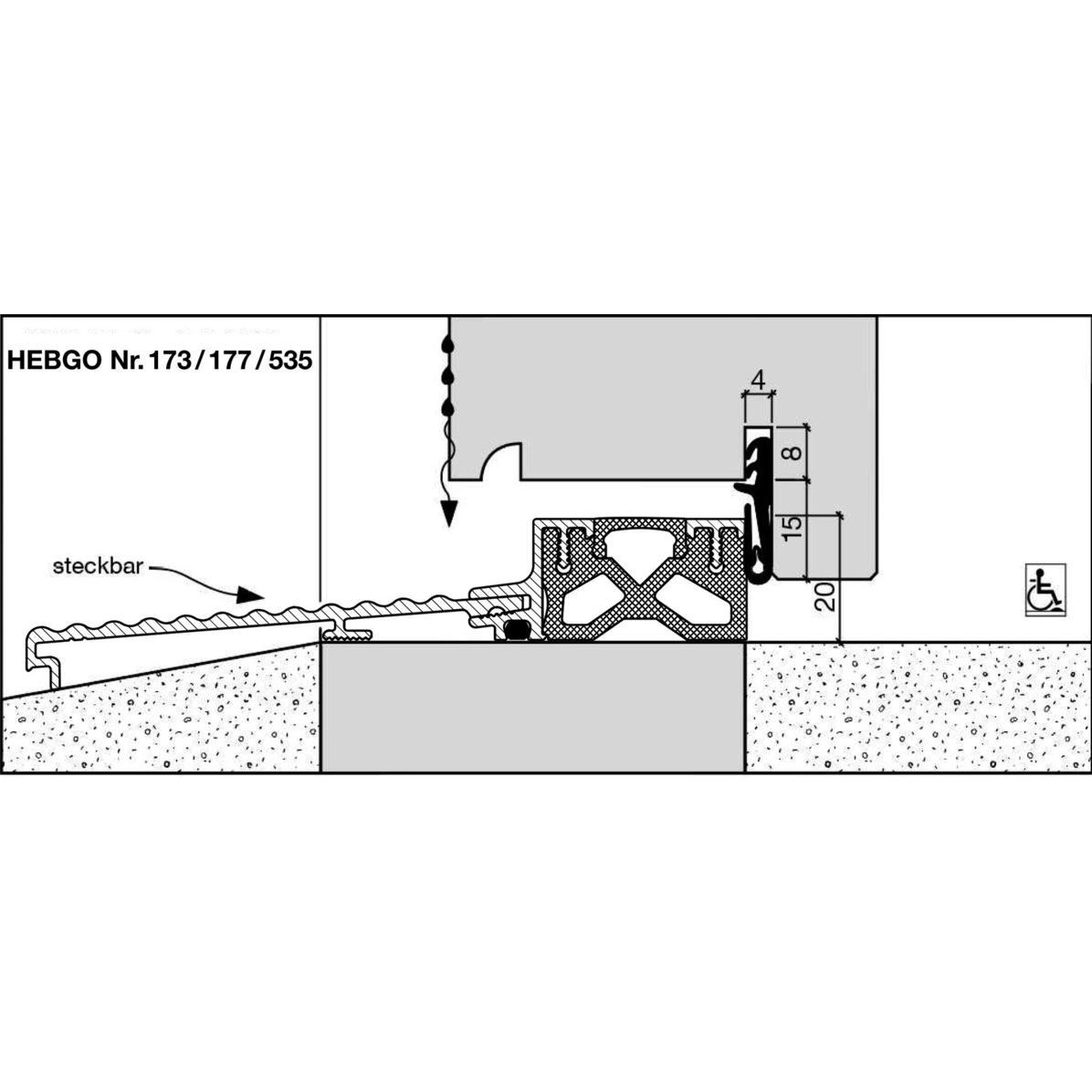 Hebgo, Türbeschlag + Scharnier, Dichtschnur 173.RS