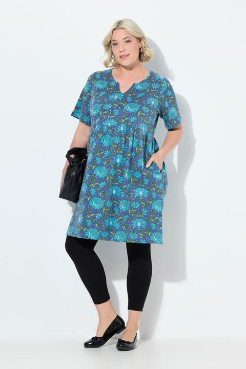 Produktbild Ulla Popken Longshirt, Blüten, V-Ausschnitt, Halbarm, Taschen (50, 52)