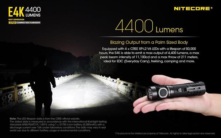 Image du produit Nitecore E4K - 4400 Lumen (11.75 cm, 4400 lm)