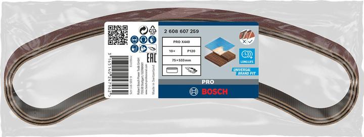 Image du produit Bosch Professional Zubehör PRO X440 bande abrasive, 75 x 533 mm, G120 (120)