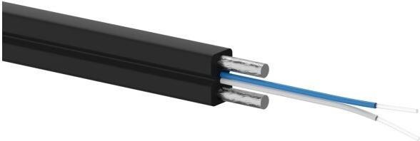 Produktbild Alantec Glasfaserkabel OS2 FTTH flach SM 2J 9/125 LSOH schwarz verstärkt mit zwei Stahlstäben 1000m (CAT6, 1000 m)