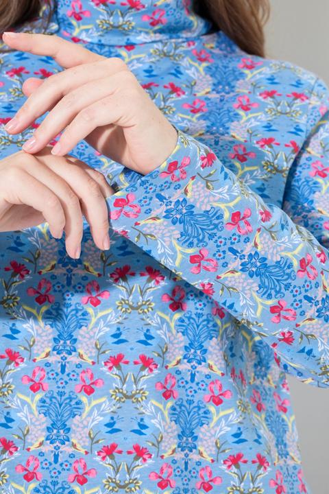 Produktbild Ulla Popken Shirtrolli, floraler Druck, Rollkragen, Langarm (50, 52)