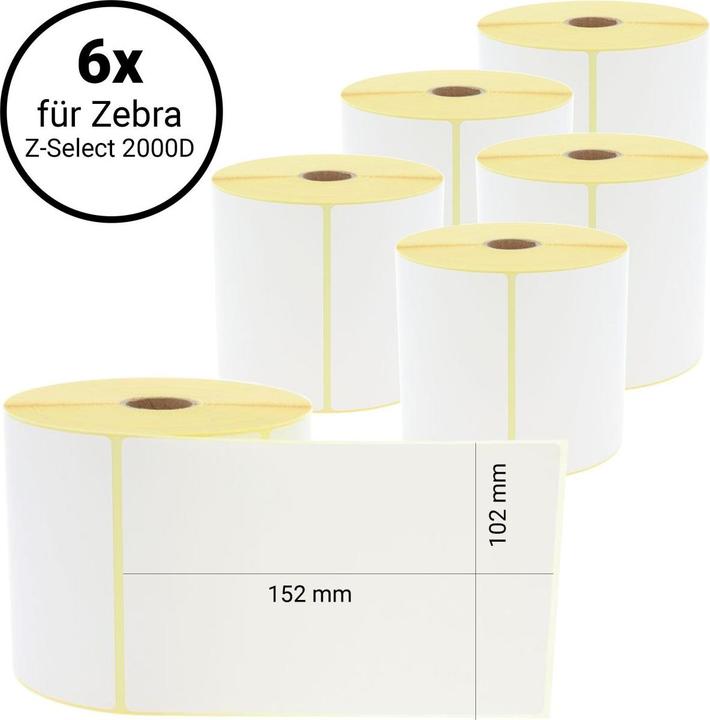 Audisana Z-Select 2000D Thermodirekt (800264-605) 102 x 152 mm - 6 Etiketten-Rollen (10.20 cm)