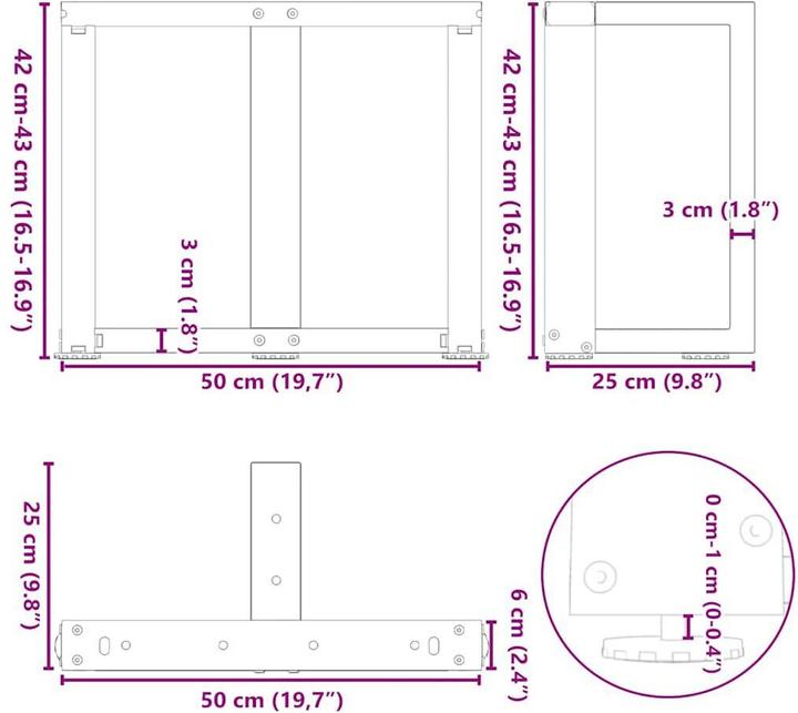Produktbild vidaXL Couchtischbein