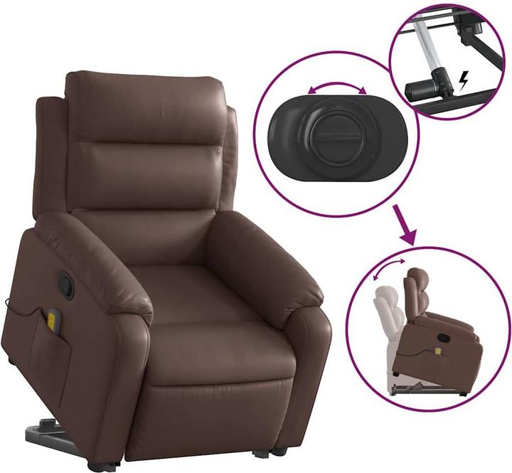 Produktbild VidaXL Massagesessel mit Aufstehhilfe Fernsehsessel Relaxsessel Braun Kunstleder