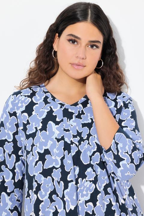 Image du produit Ulla Popken T-shirt imprimé, coupe évasée, col en V et manches 3/4 (42, 44)