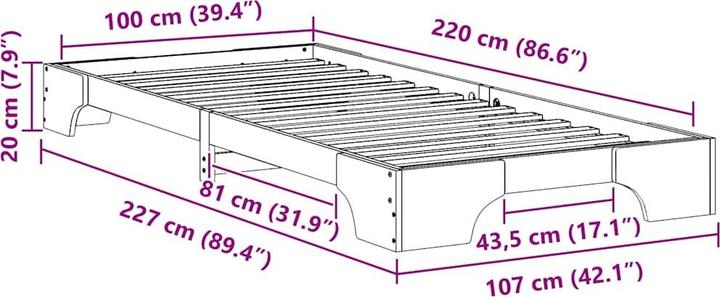 Image du produit vidaXL Bettrahmen (100 x 220 cm)