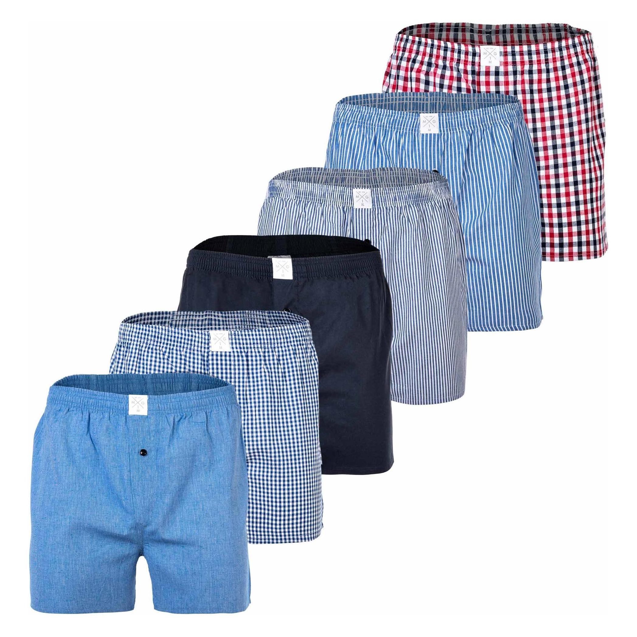 Mg-1, Mannen, Onderbroek, Geweven Boxershorts Casual Loose Fit - 7039, Veelkleurig, (Xl, Pakje Van 6)