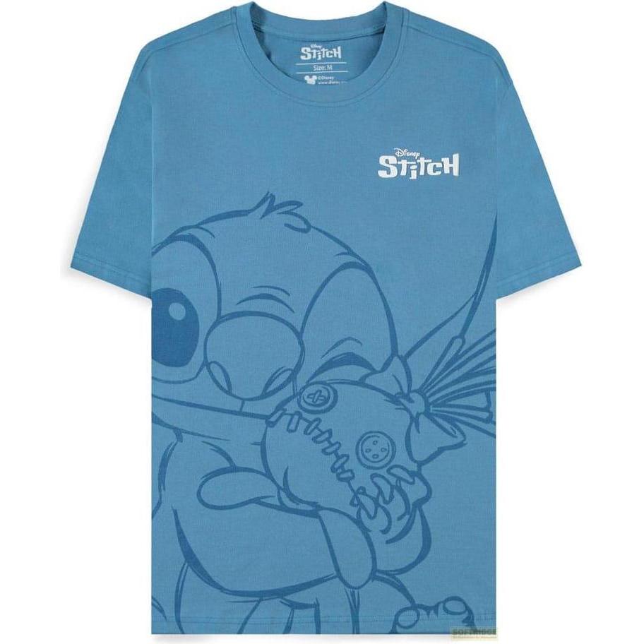 Difuzed, Damen, Shirt, Lilo & Stitch T-Shirt Hugging Stitch (L), Blau, (L)