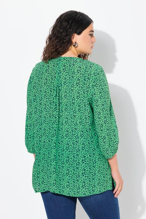 Produktbild Ulla Popken Smokbluse, Blüten, A-Linie, Rundhals, 3/4-Arm (42, 44)