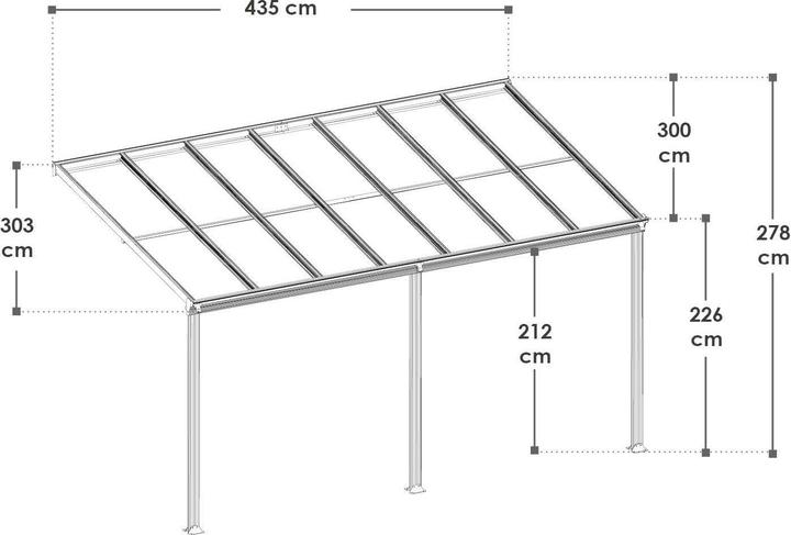 Image du produit Juskys Aluminium Terrassendach Borneo 4x3m mit Doppelsteg-Platten - Dunkelgrau