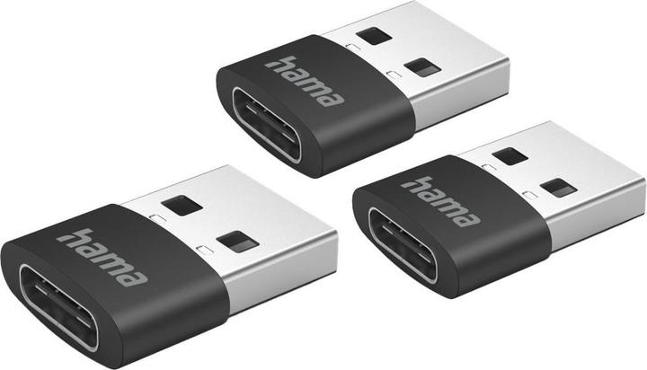 Productafbeelding Hama Adapter USB-A stekker - USB-C aansluiting, 3 stuks, zwart (USB-A)