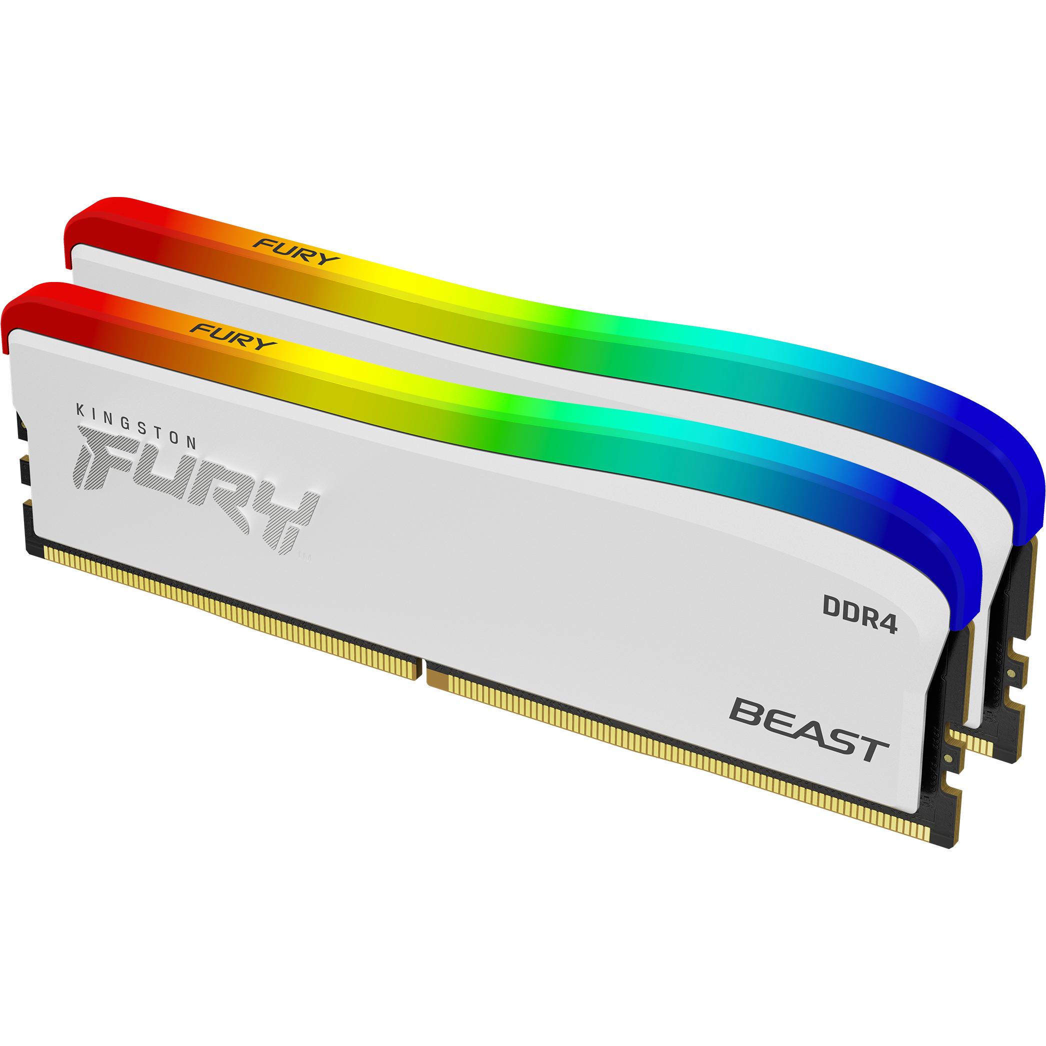 Kingston FURY Beast RGB SE (2 x 8GB, 3200 MHz, DDR4-RAM, DIMM), RAM, Weiss