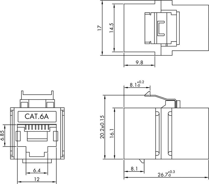 Actual product image Value RJ45 Kupplung, geschirmt, Kat.6A