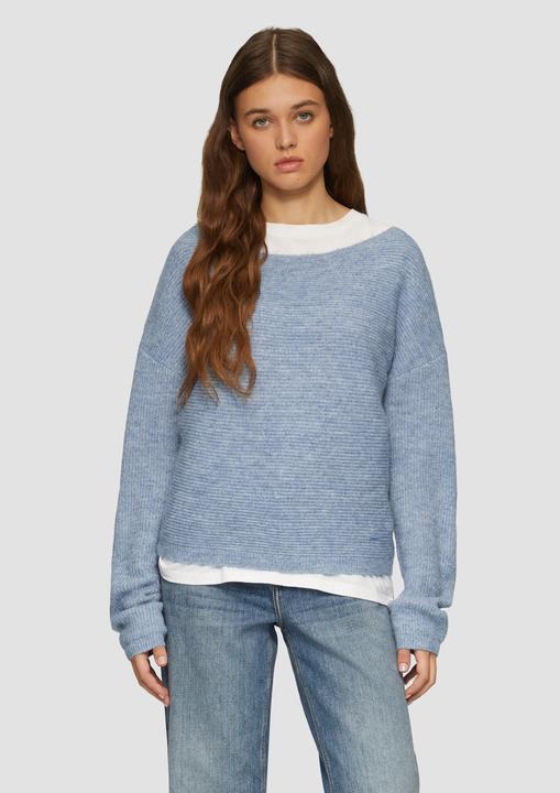 Produktbild s.Oliver Strickpullover Melierter Pullover mit überschnittener Schulter (S)