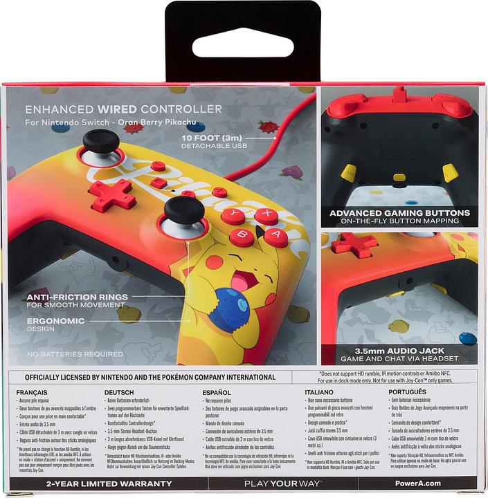Produktbild PowerA Verbesserter kabelgebundener PowerA-Controller für Nintendo Switch - Oran Berry Pikachu (Switch)