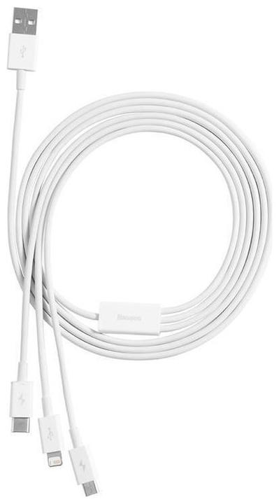 Image du produit Baseus Quick Charge USB to M+L+C Superior Data 3.5A 1m (Blanc) (1 m)