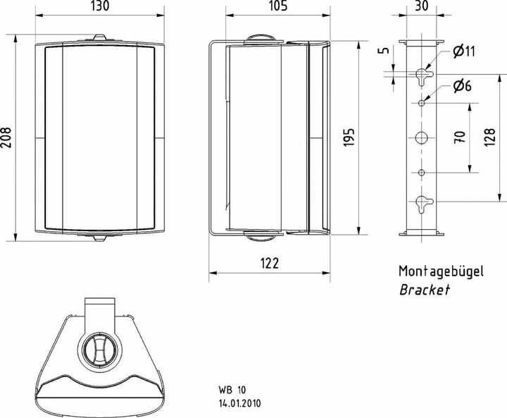 Actual product image Visaton 2-way compact speaker, WB 10 100V, 8Ohm