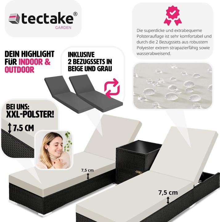 Actual product image tectake 2 sunbeds (184 cm)