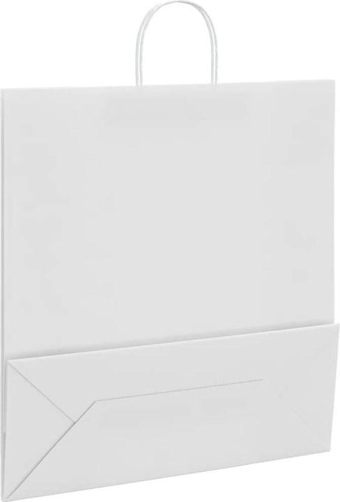 Produktbild VidaXL Kraftpapiertüten 50 Stk. mit Henkel Weiss 32x22x24 cm Papiertüte (Geschenktüte, 50 x)