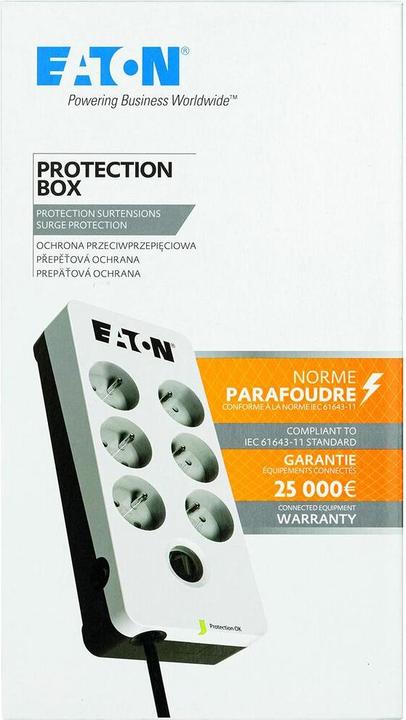 Actual product image Eaton Overvoltage protection PB6F (6 x UTE, 10 A, white) (6x, CEE 7/5, 1.50 m)