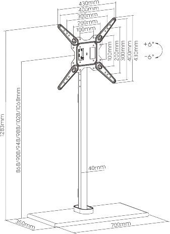 Actual product image Mozi Monolith -lattiajalusta 23"-55" näytöille, valkoinen