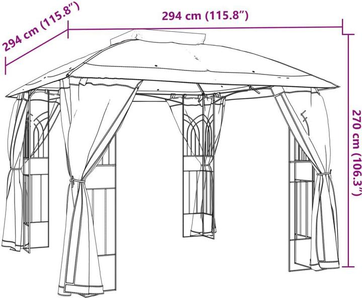 Produktbild vidaXL Pavillon (294 cm, 294 cm)