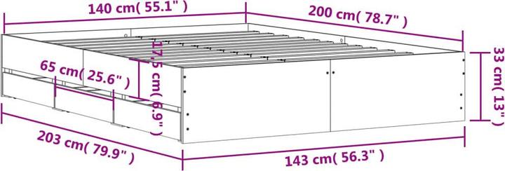 Actual product image VidaXL Bettgestell mit Schubladen (140 x 200)