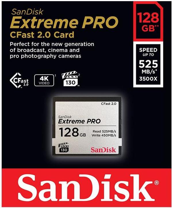 Image du produit Sandisk CFast Card Extreme Pro 128GB (128 Go, CFast 2.0)