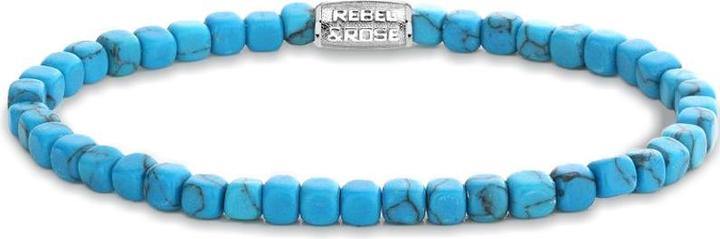 Immagine prodotto Rebel Rose - Bracciale di perline turchesi Roll The Dice RR-40094-S - Dimensioni: 17,5 cm - M (M) (18 cm, Acciaio inossidabile, Turchese)