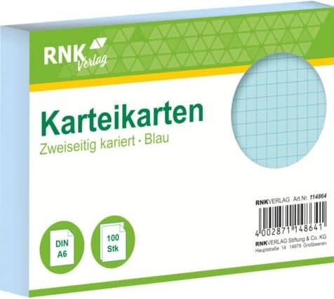 Produktbild Rnk Karteikarte A6 kariert blau (A6, 170 g/m², 100 x)