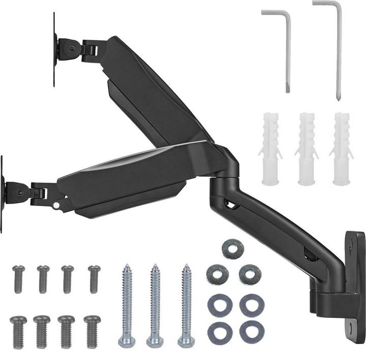 Immagine prodotto Maclean Supporto a parete per due monitor 17-32" 9kg max molla meccanica MC-988 (Muro, 32", 9 kg)