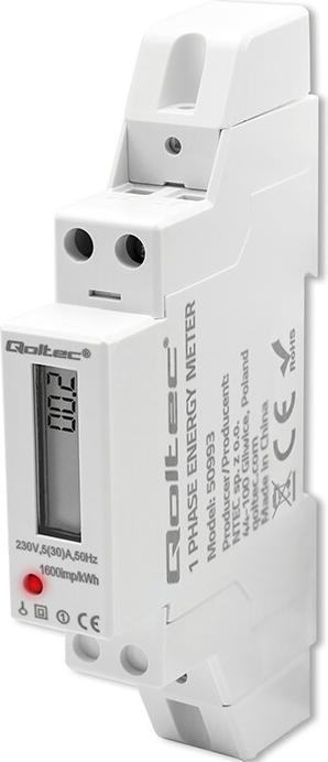 Qoltec Einphasen-Elektronikzähler, 230V 30A DIN-Schiene